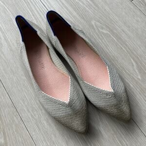 Rothys The Point Diamond Metallic Flats Size 7